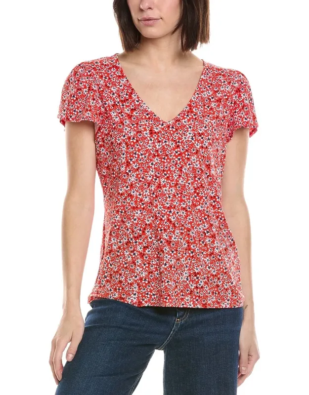 V-neck Tulip Sleeve Knit Top