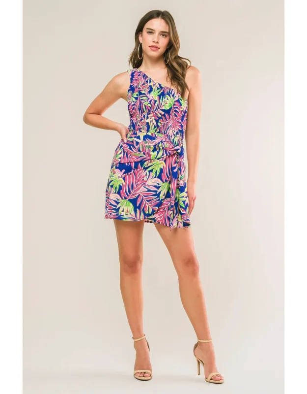 Love Grows Here Woven Mini Dress With Smocked Bodice And Side Tie