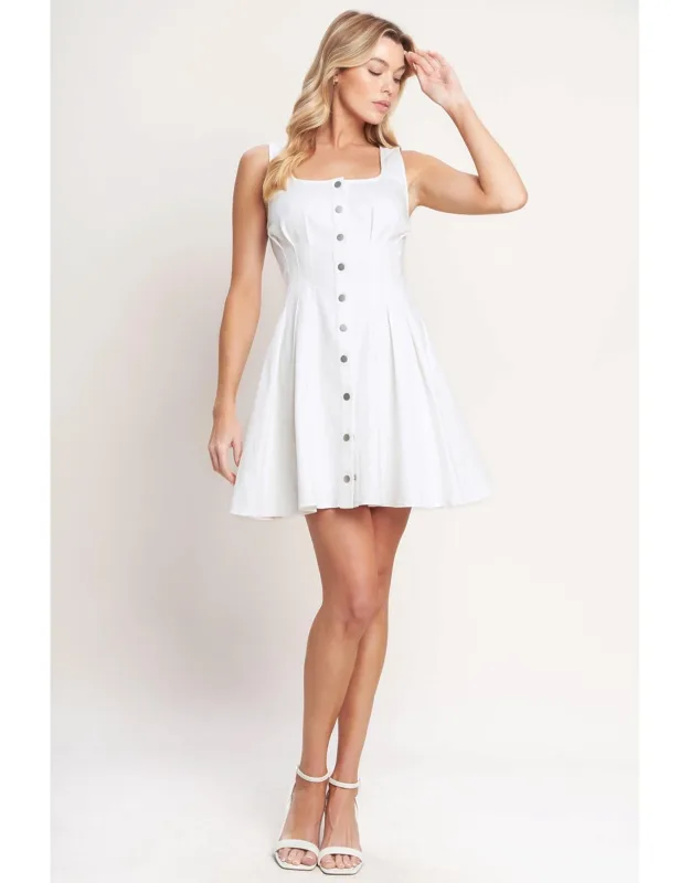 Summer Promise Woven Mini Dress With U Neckline And Corset Waist