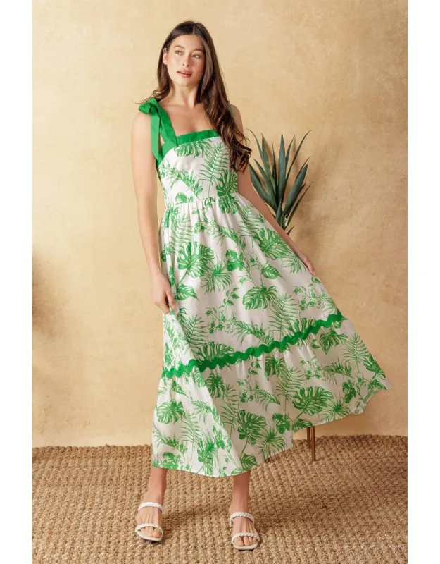 Forever Mine Woven Midi Dress With Ruffled Hemline And Back Zipper Closure
