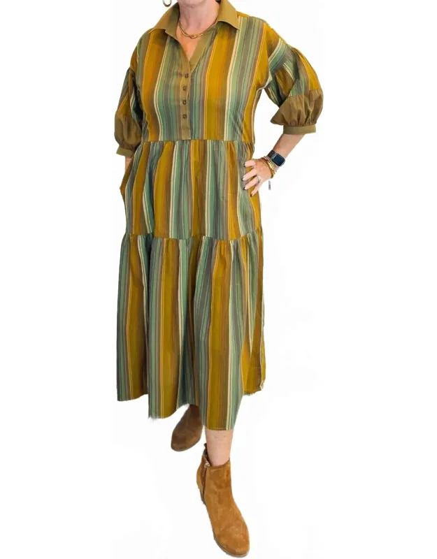 Variegated Striped Midi Dress