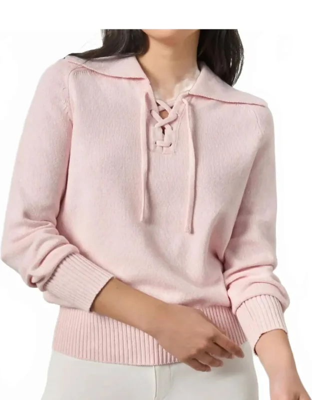 Lace Neck Polo Sweater