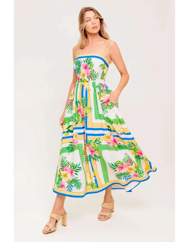 Floral Harmony Woven Midi Dress