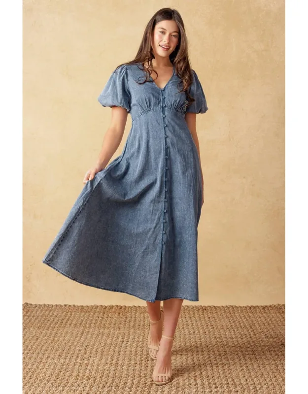 Lightweight Denim Midi Dress