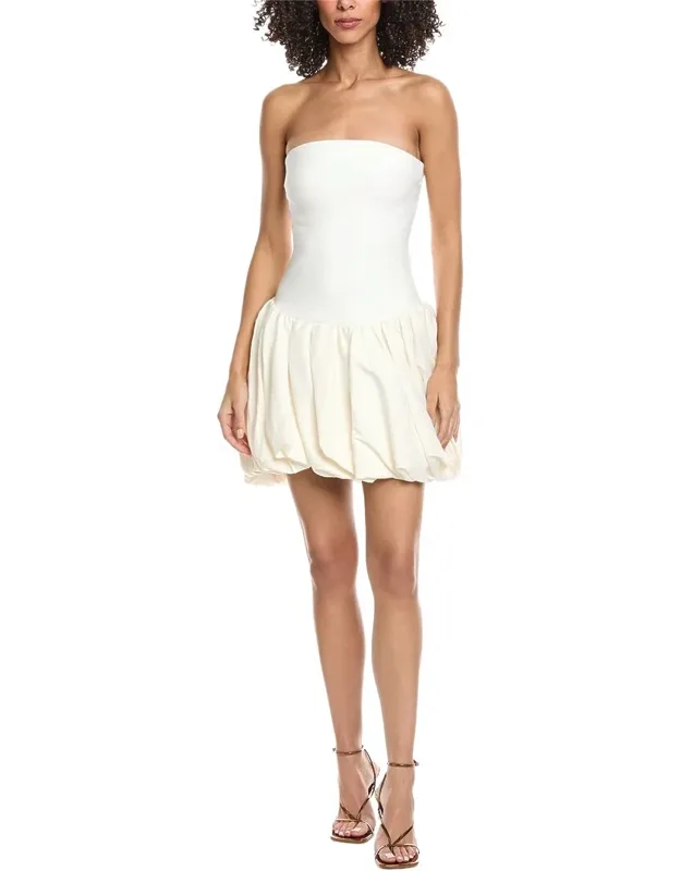 Pollie Bubble Hem Linen-blend Mini Dress