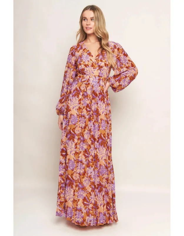 Height Of Love Maxi Dress With Surplice Neckline And Long Blouson Sleeve