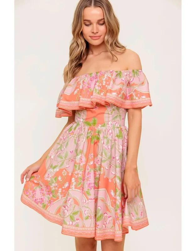 Whispering Coral Woven Mini Dress