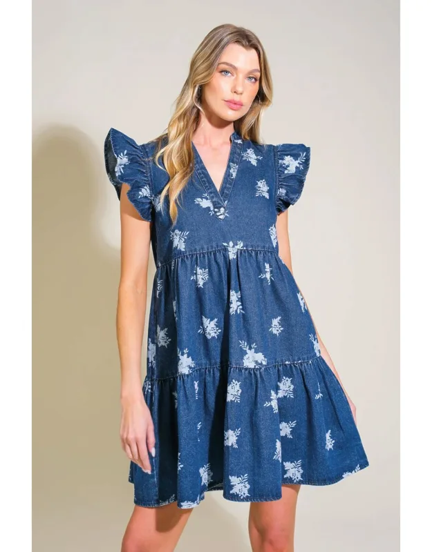 Romantically Entangled Denim Mini Dress