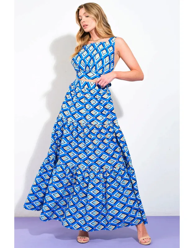 Woven Top And Skirt Set