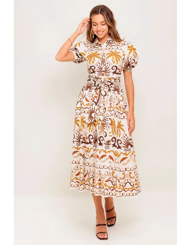 Tropicana Sunset Woven Midi Dress