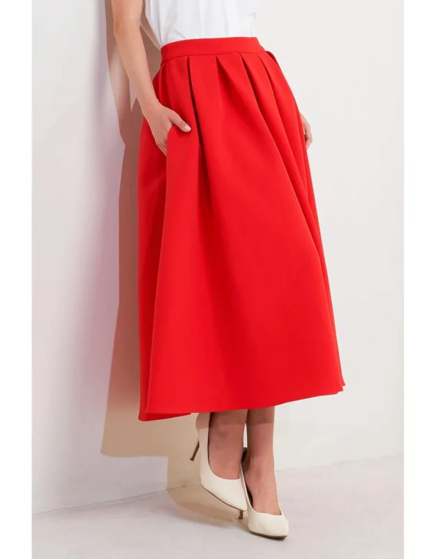 Strawberry Pop Woven Midi Skirt