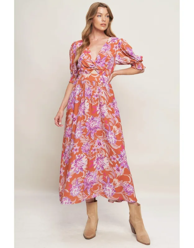 Meadow Serenade Woven Midi Dress