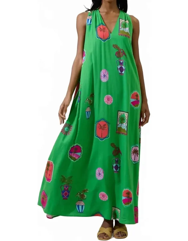 Tropical Postcard Halter Neck Maxi Dress