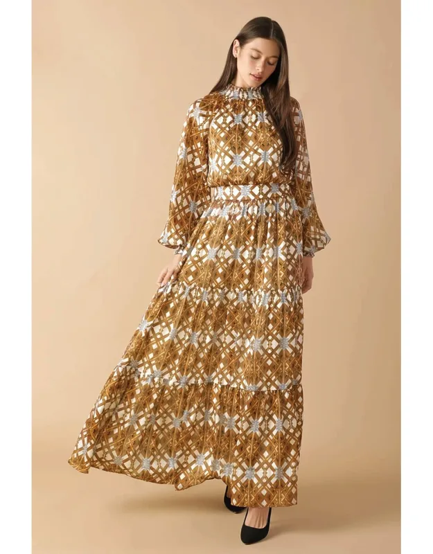 Celestial Cascade Woven Maxi Dress