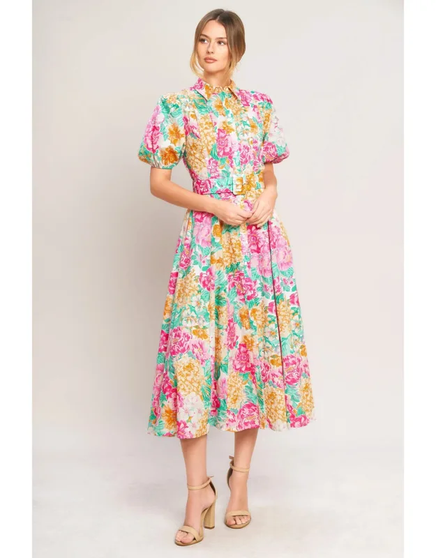 Blooming Garden Woven Midi Dress