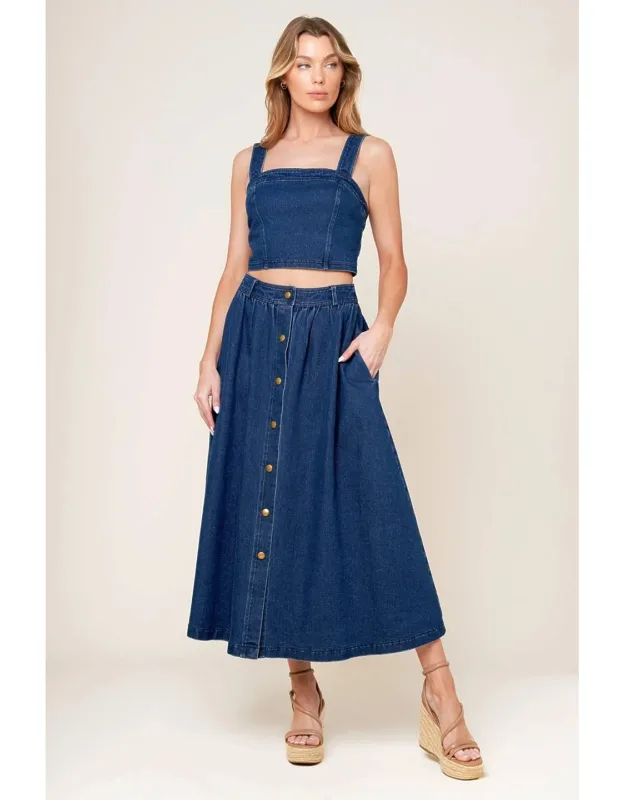 Simply The Vibe Denim Top And Skirt Set