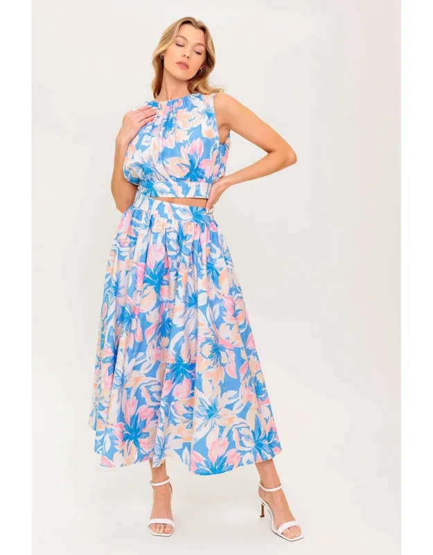 Woven Top And Skirt Set