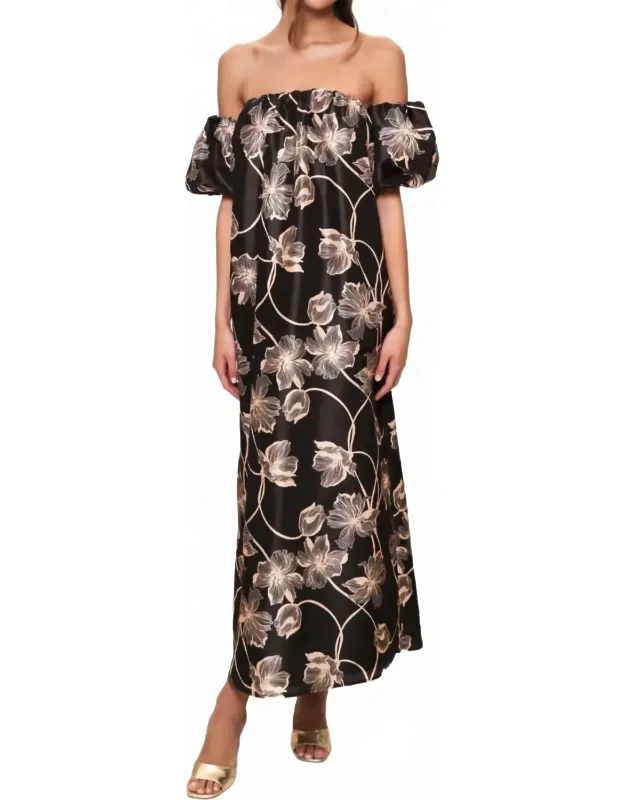 Off-the-shoulder Floral Maxi Dress