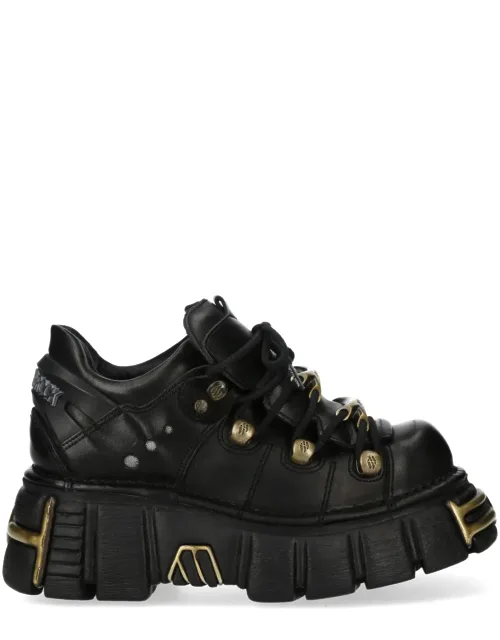 Leather Gothic Platform Ankle Boots
