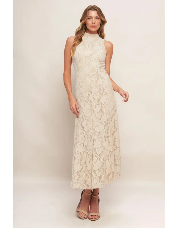 Floral Stretch Lace Midi Dress