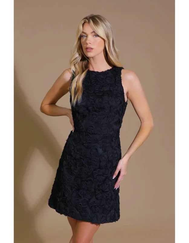 Love Swept Woven Mini Dress With Textured And Woven Details