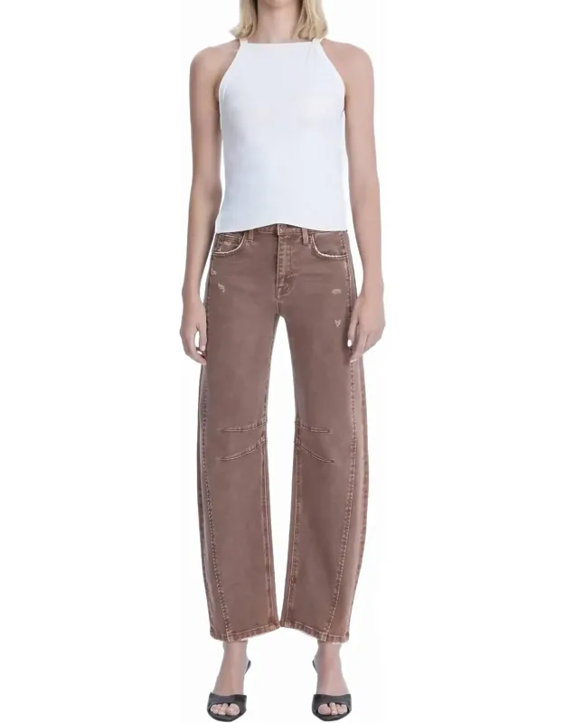 High Rise Ankle Barrel Leg Jeans