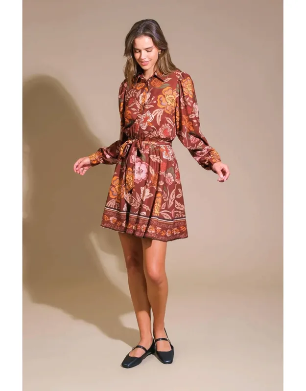 Desert Dawn Woven Mini Dress With Printed And Woven Details