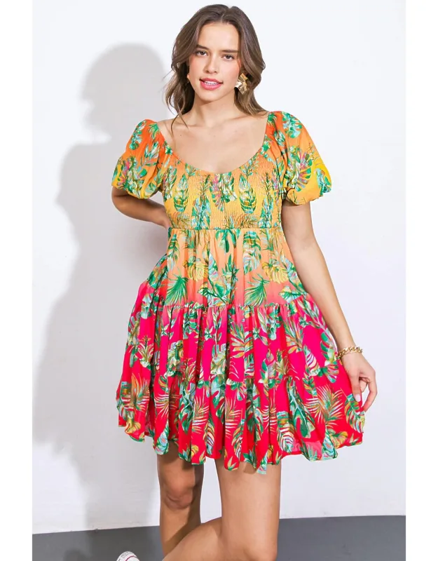 Road To Nashville Woven Mini Dress With Sweetheart Neckline And Puff Sleeves