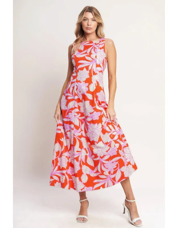 Palm Romance Woven Midi Dress