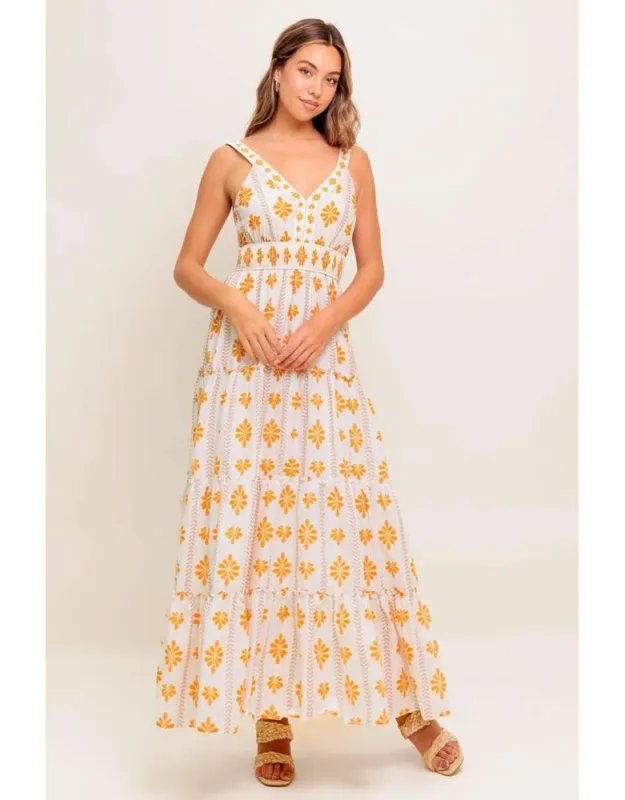 Daily Delight Woven Maxi Dress With V Neckline And Smocked Waistband