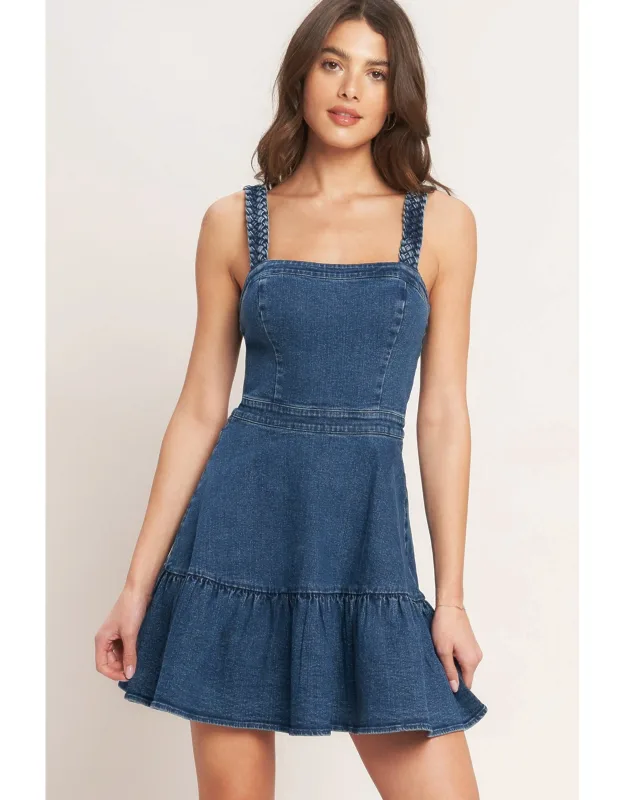 Functional Seaming Denim Mini Dress