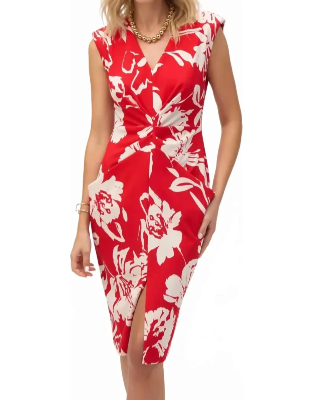 Floral Split Front Sheath Dress