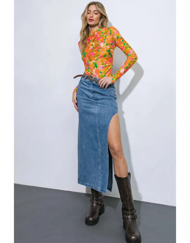 Denim Midi Skirt
