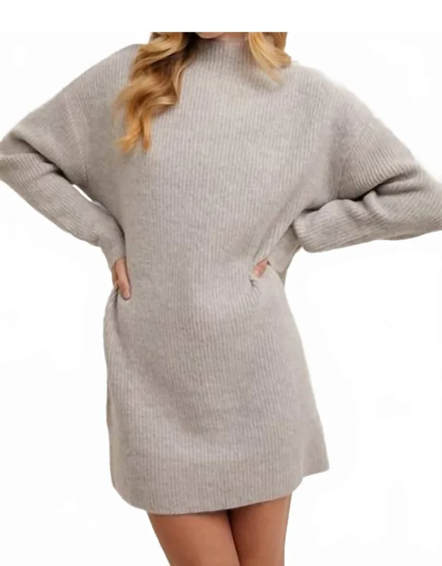Mock Neck Knit Sweater Mini Dress