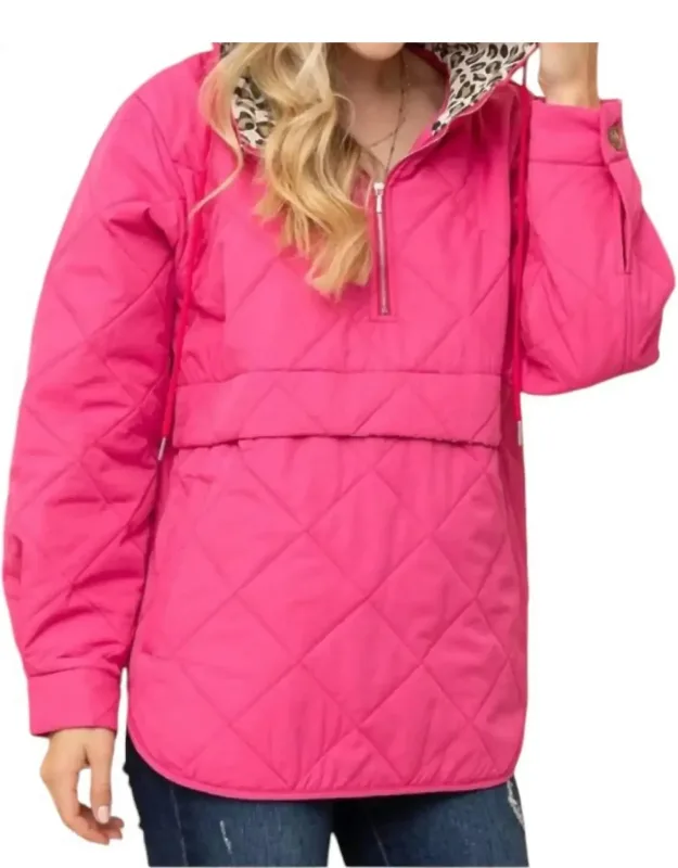Quilted Half Zip Up Hoodie