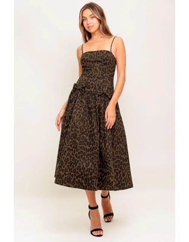 Leopard Woven Midi Dress