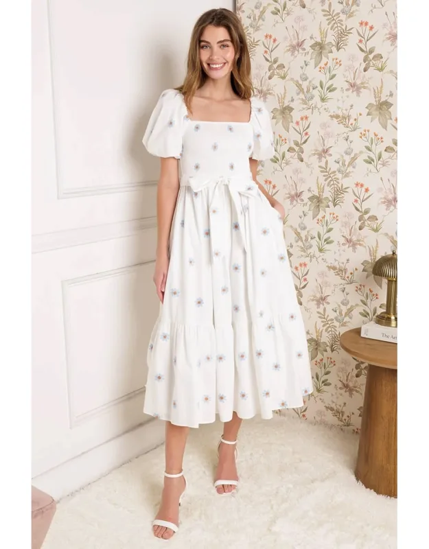 Luxe Lagoon Embroidered Midi Dress