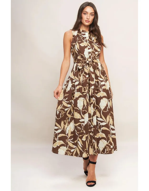 Elegant Bloom Woven Midi Dress