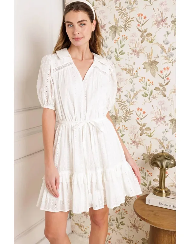 Starlight Soiree Woven Eyelet Mini Dress