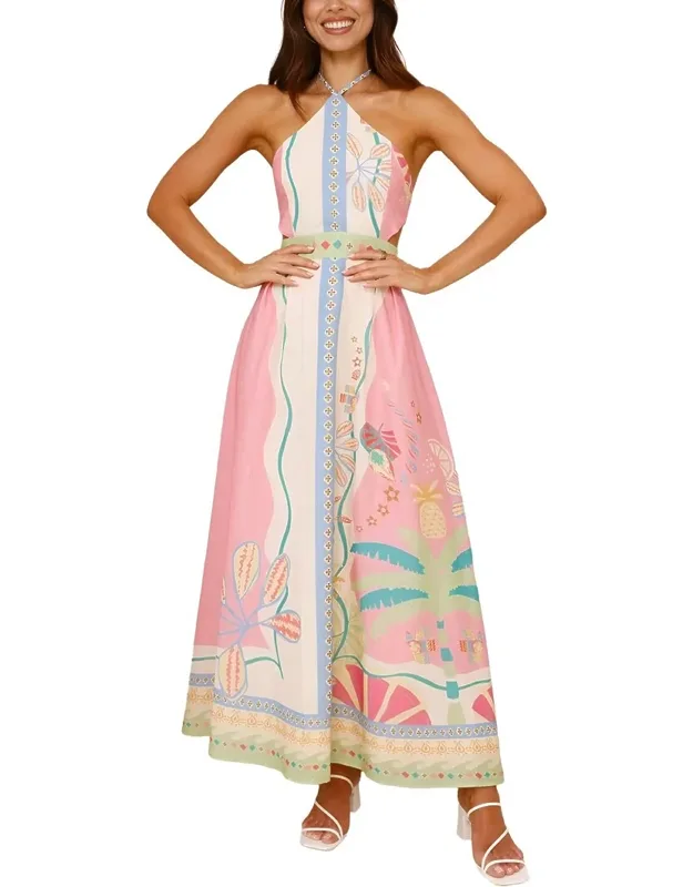 Linen-blend Midi Dress
