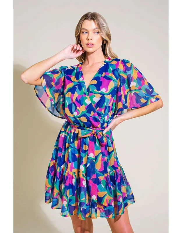 Think Of Me Mini Dress With Surplice Neckline And Short Flutter Sleeve