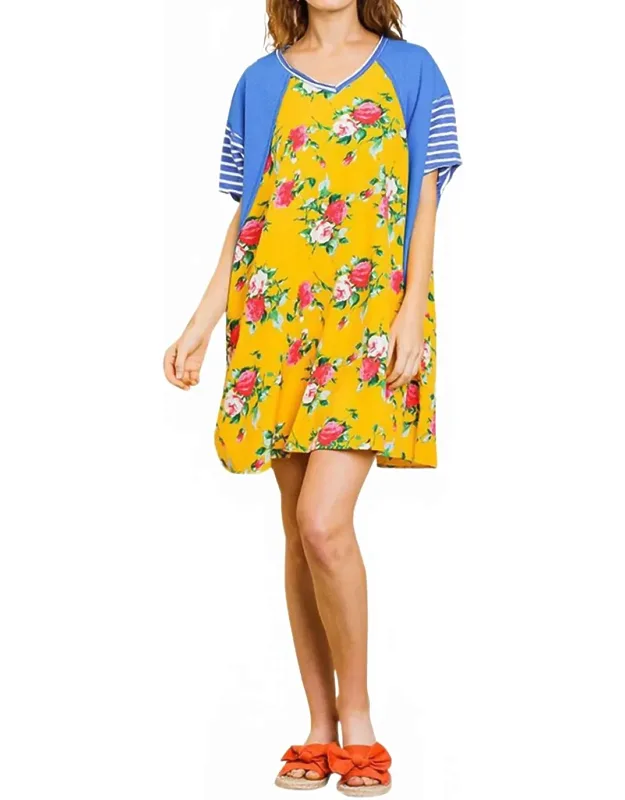 Striped & Floral Pocket Dress