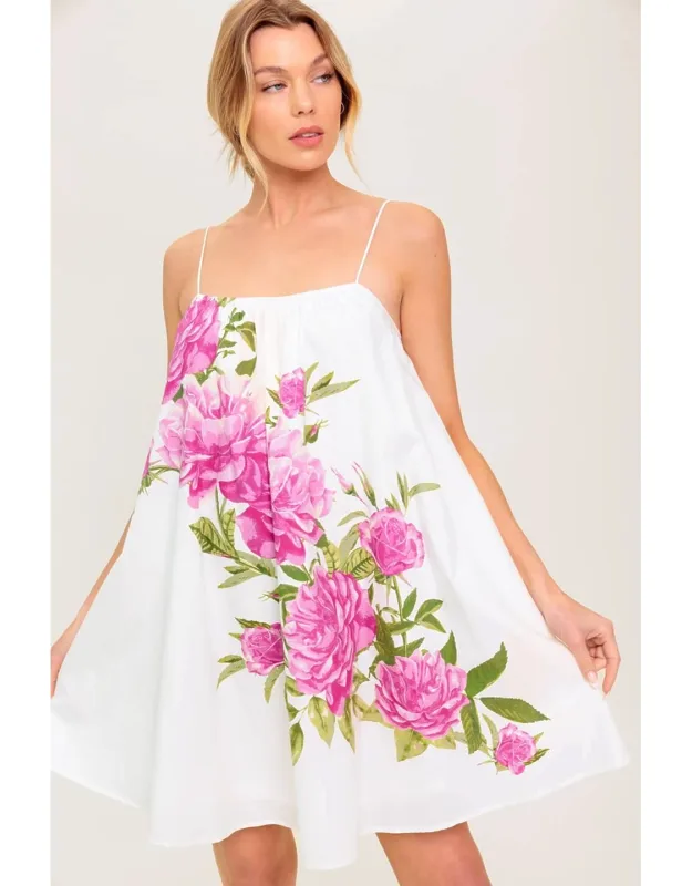 Garden Whispers Floral Woven Mini Dress