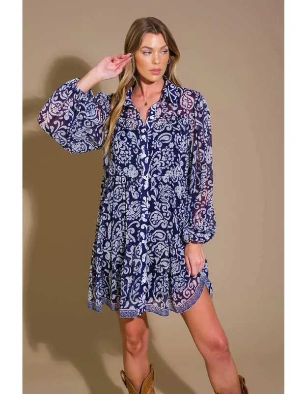 Stick To The Plan Woven Mini Dress With Shirt Collar And Button Down