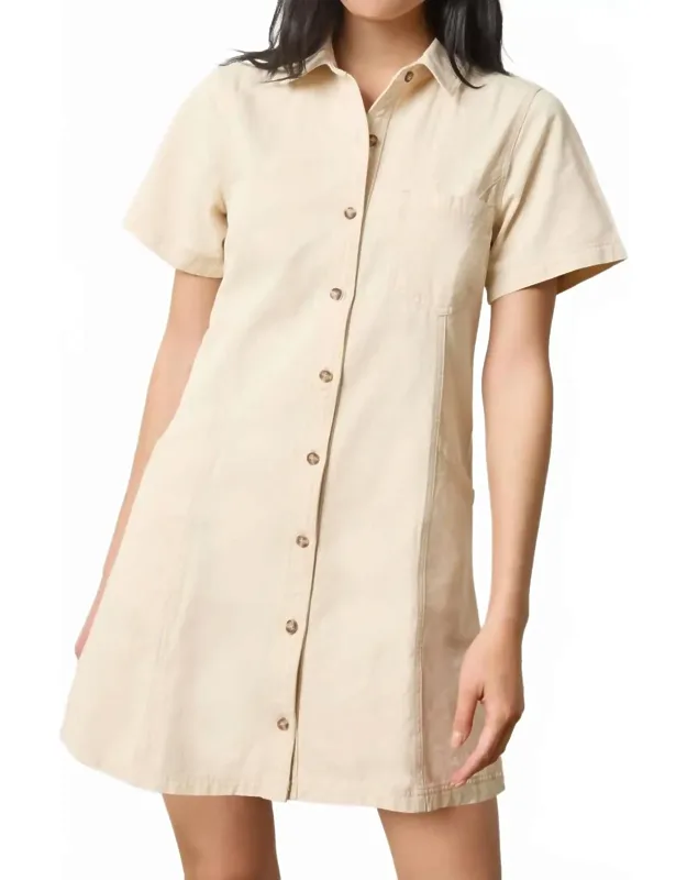 Twill Paneled Shirt Dress
