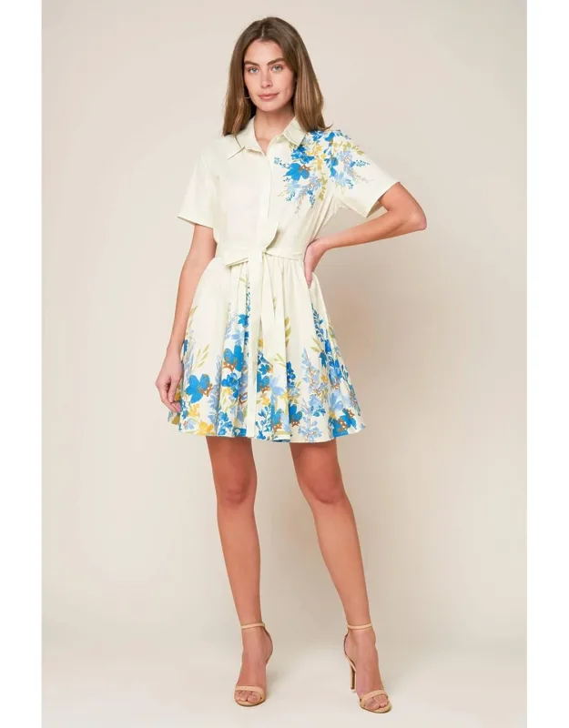 Always Remarkable Woven Mini Dress With Shirt Collar And Button Down
