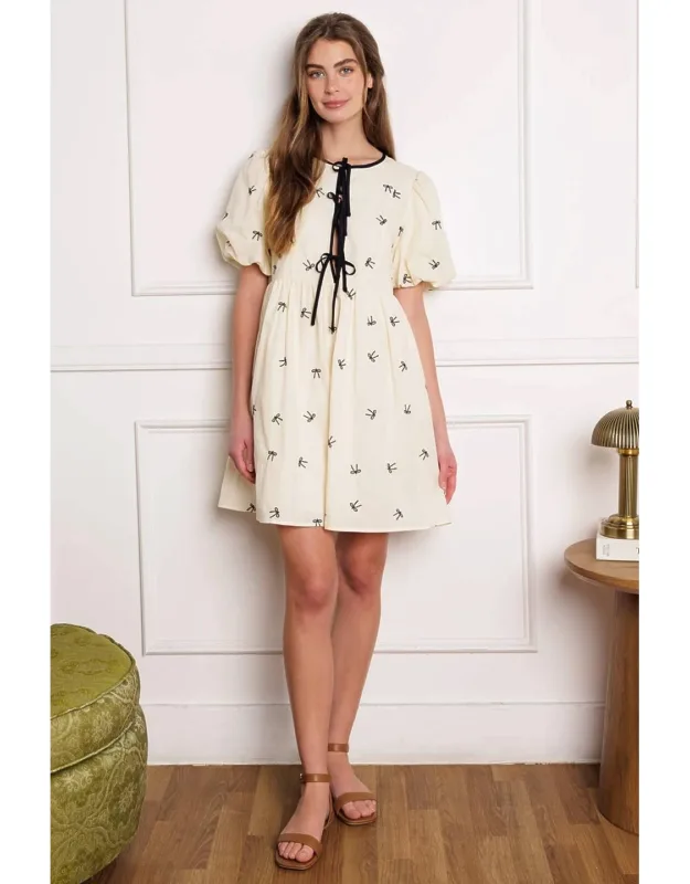 A Day At The Vineyard Woven Mini Babydoll Dress
