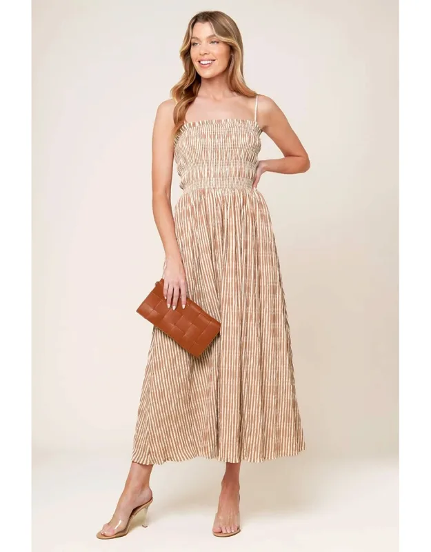 Valhalla Striped Woven Midi Dress