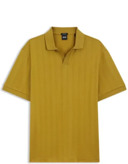 Cotton-jacquard Polo Shirt With Johnny Collar
