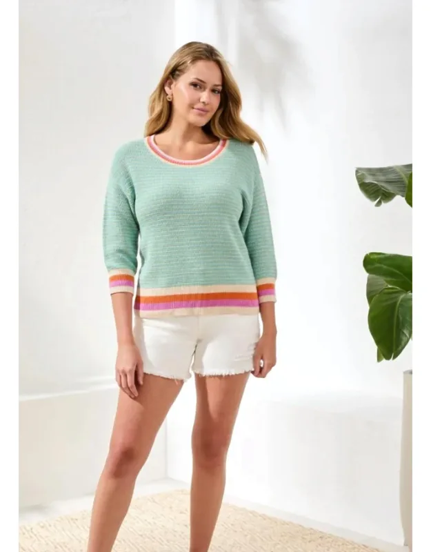 Quarter Sleeve Scoop-neck Sweater